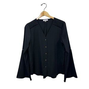Calvin Klein Black Bell Sleeve Blouse, Medium